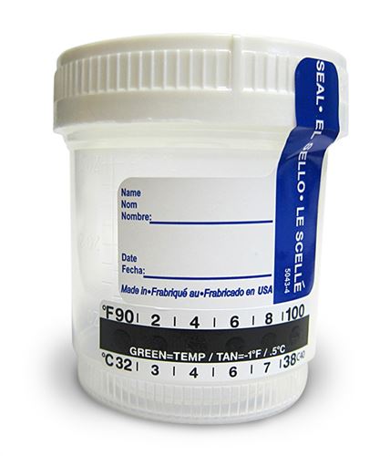 urine cup with temp strip